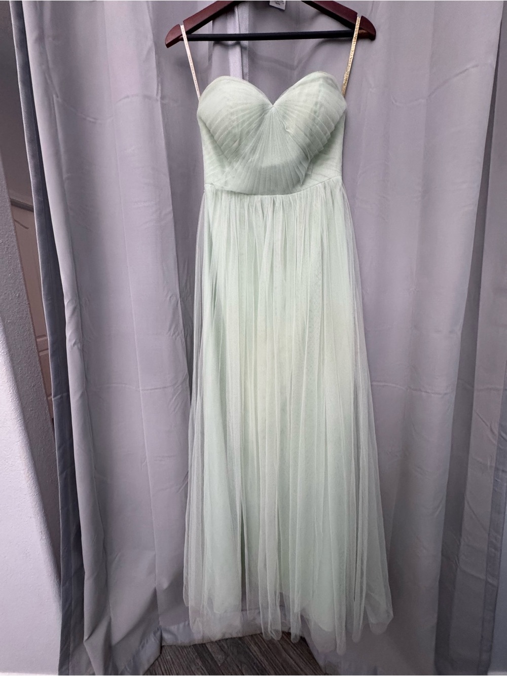 Strapless Sweetheart Mint Tulle Maxi Dress